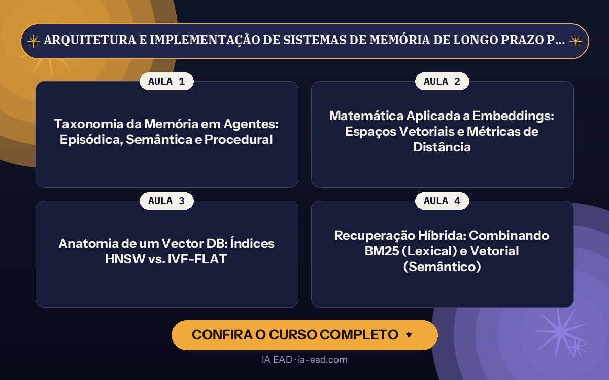 Capa do curso Arquitetura e Implementação de Sistemas de Memória de Longo Prazo para Agentes de IA com Vector DBs