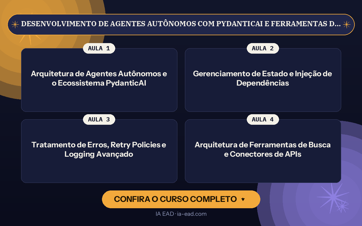 Capa do curso Desenvolvimento de Agentes Autônomos com PydanticAI e Ferramentas de Busca em Tempo Real
