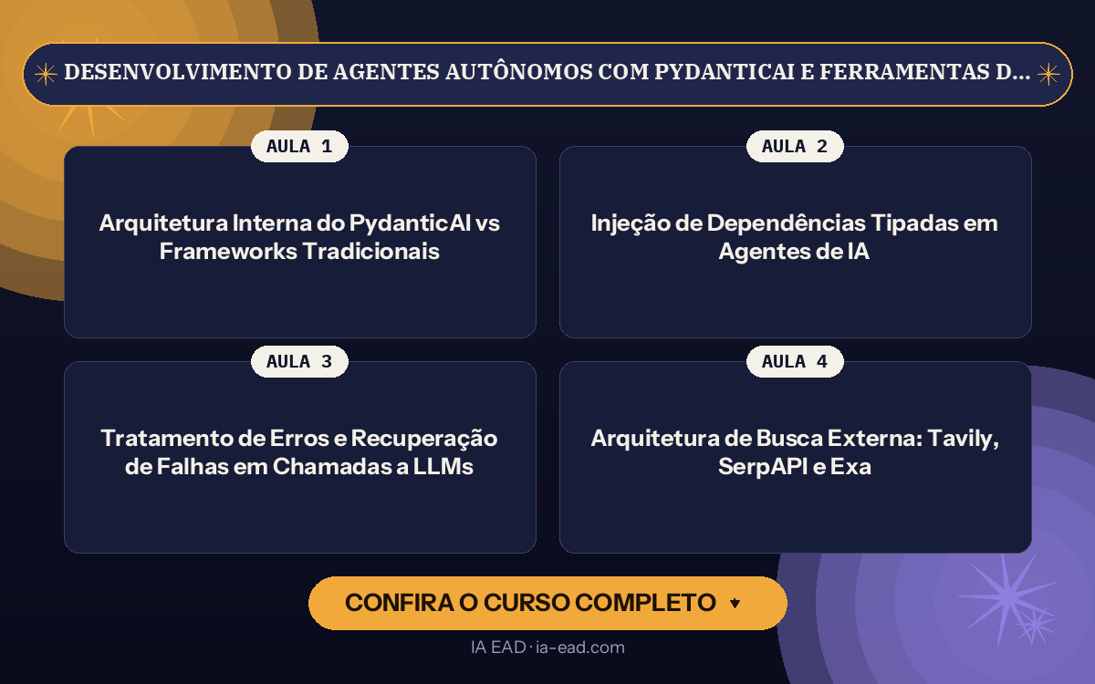 Capa do curso Desenvolvimento de Agentes Autônomos com PydanticAI e Ferramentas de Busca em Tempo Real