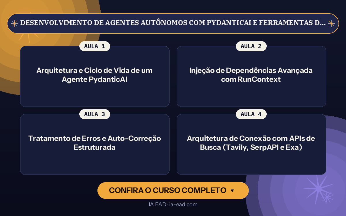 Capa do curso Desenvolvimento de Agentes Autônomos com PydanticAI e Ferramentas de Busca em Tempo Real
