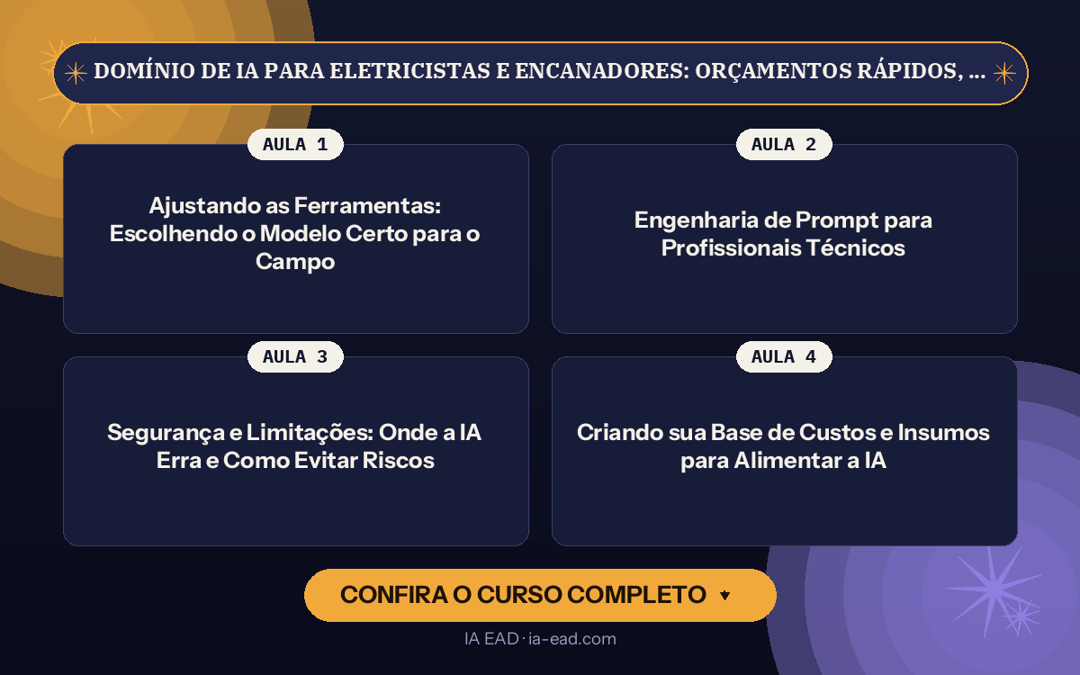 Capa do curso Domínio de IA para Eletricistas e Encanadores: Orçamentos Rápidos, Laudos e Gestão de Clientes