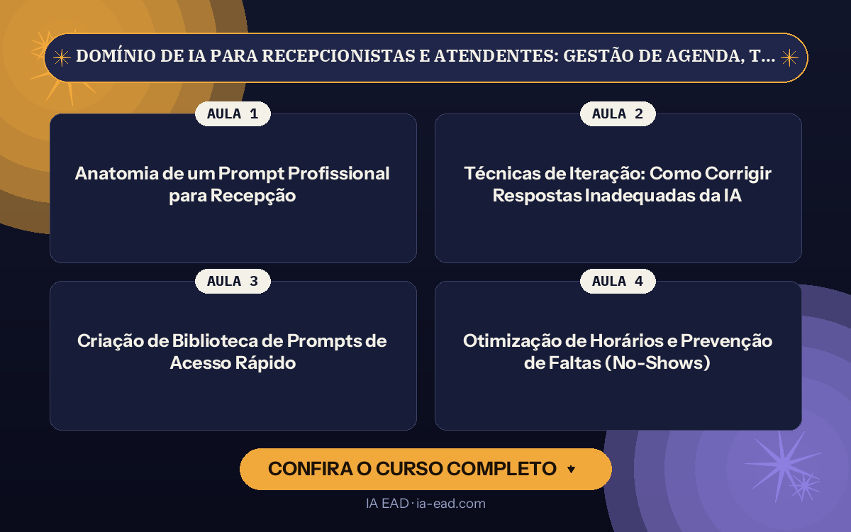 Capa do curso Domínio de IA para Recepcionistas e Atendentes: Gestão de Agenda, Triagem e Respostas Rápidas