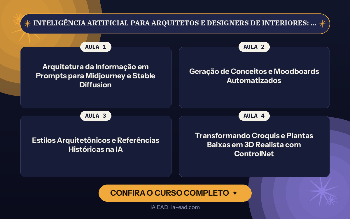 Capa do curso Inteligência Artificial para Arquitetos e Designers de Interiores: Geração de Conceitos, Maquetes e Orçamentos
