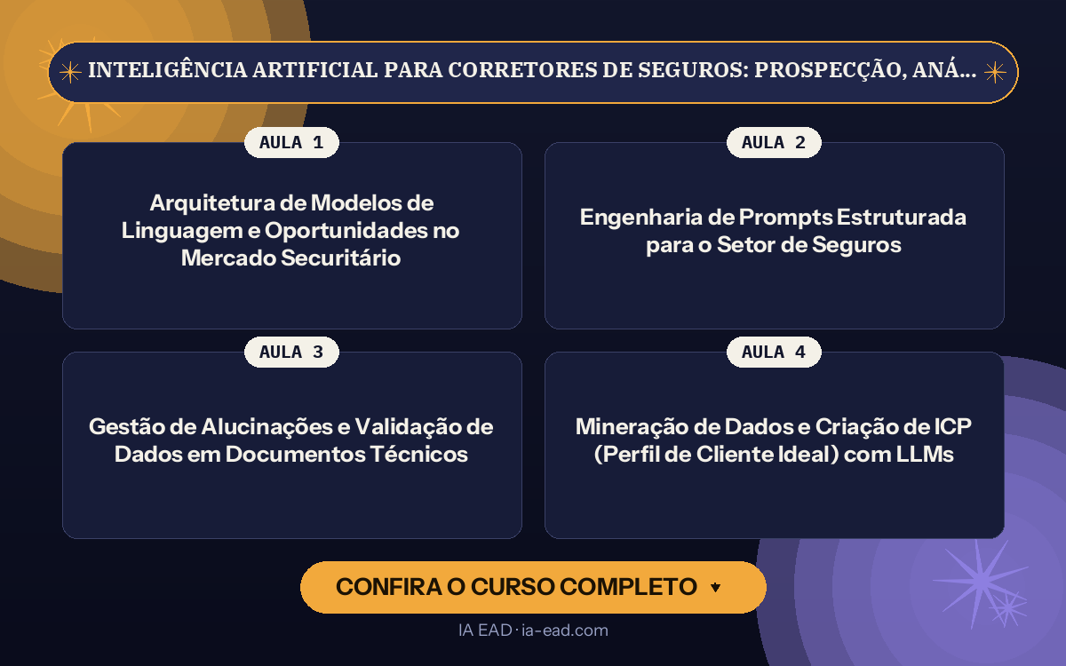 Capa do curso Inteligência Artificial para Corretores de Seguros: Prospecção, Análise de Apólices e Atendimento Automatizado